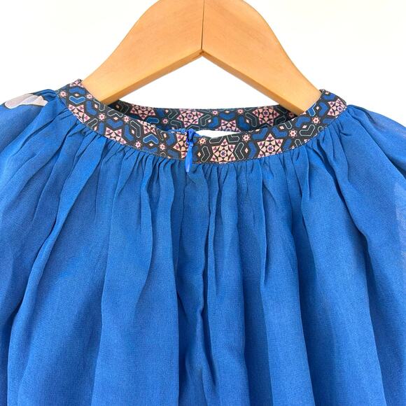 Carolina K Silk Mini Halter Short Cape Dress Blue Flowy Boho XS Cocktail - Picture 9 of 10